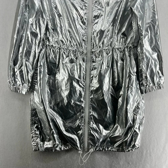 Wild Fable Jacket Women's Sz S Silver Metallic Full-Zip Mock Neck Elastic Trim - Picture 7 of 13
